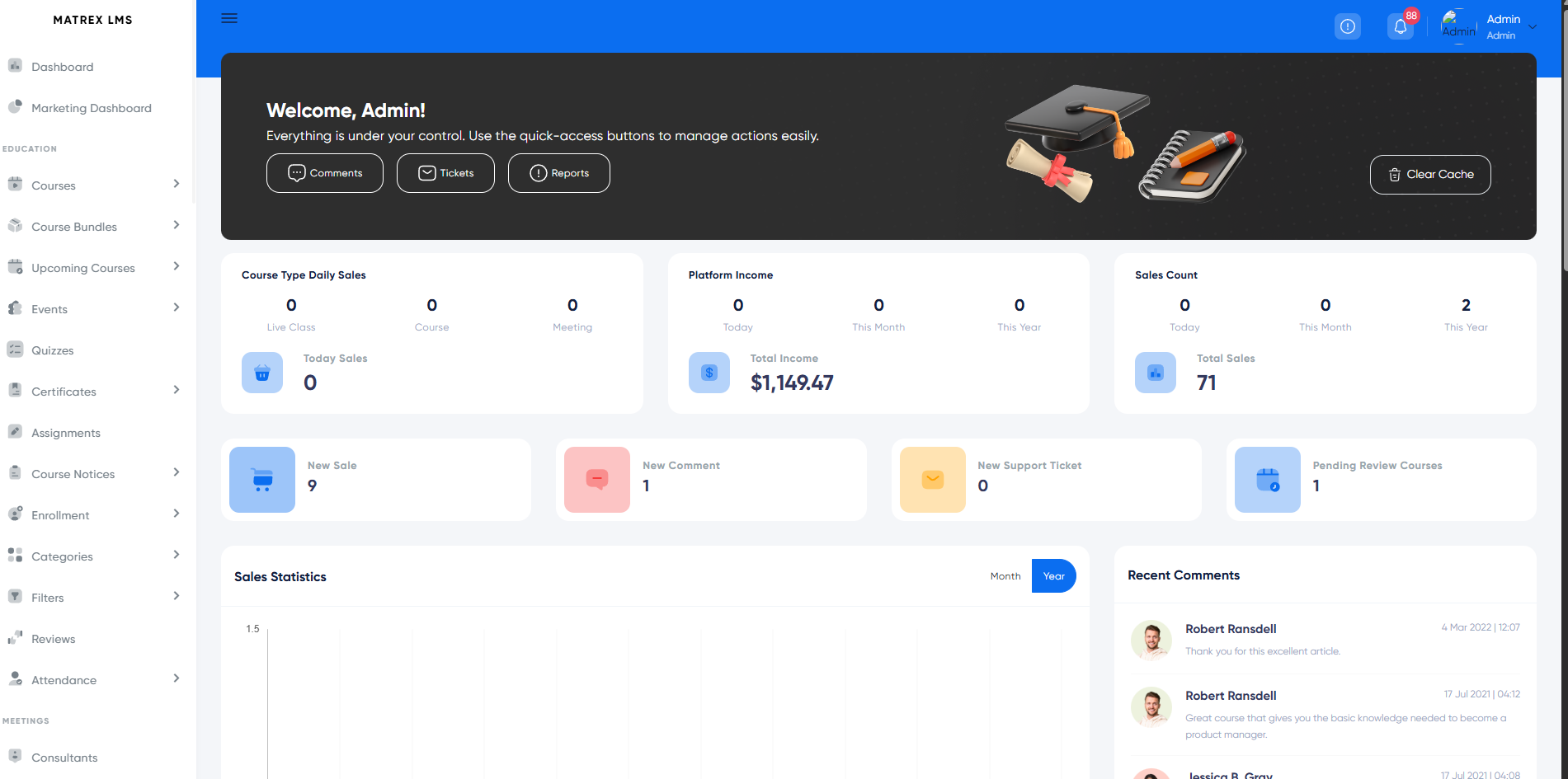 LMS Dashboard Preview